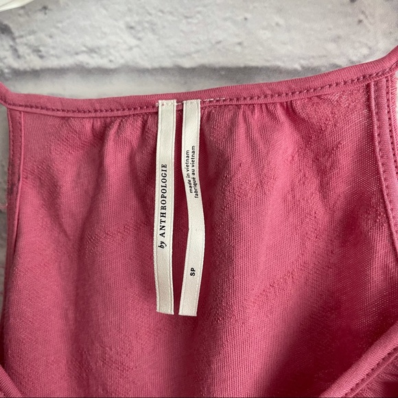 PREOWNED ANTHROPOLOGIE BUTTON FRONT LACE PINK TANK TOP SMALL S - Picture 2 of 4